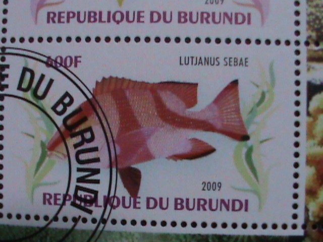 ​BURUNDI-2009- COLORFUL LOVELY BEAUTIFUL TROPICAL FISHES CTO SHEET VF-NO.2