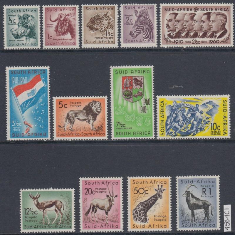 XG-AO205 SOUTH AFRICA IND - Definitives, 1961 Wild Animals, 13 Values MNH Set