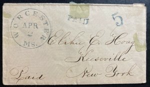 1870s Worcester MA USA Vintage cover To Keeseville NY