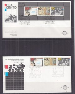 NETHERLANDS, 1984 FILACENTO set of 3 & Souvenir Sheet, First Day covers.