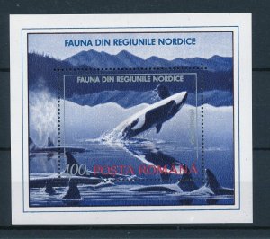 [48877] Romania 1992 Marine life whales orcas Souvenir Sheet MNH