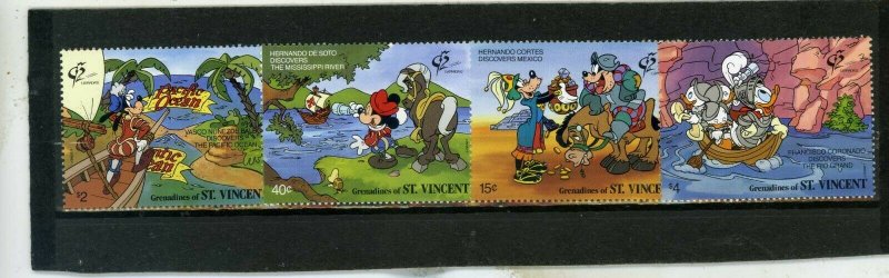 St.VINCENT & GRENADINES 1992 DISNEY STAMP EXPO GRANADA'92 SET OF 4 STAMPS MNH 