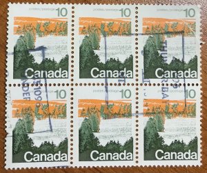 Canada #594 F used block of 6, Thunder Bay cancel.