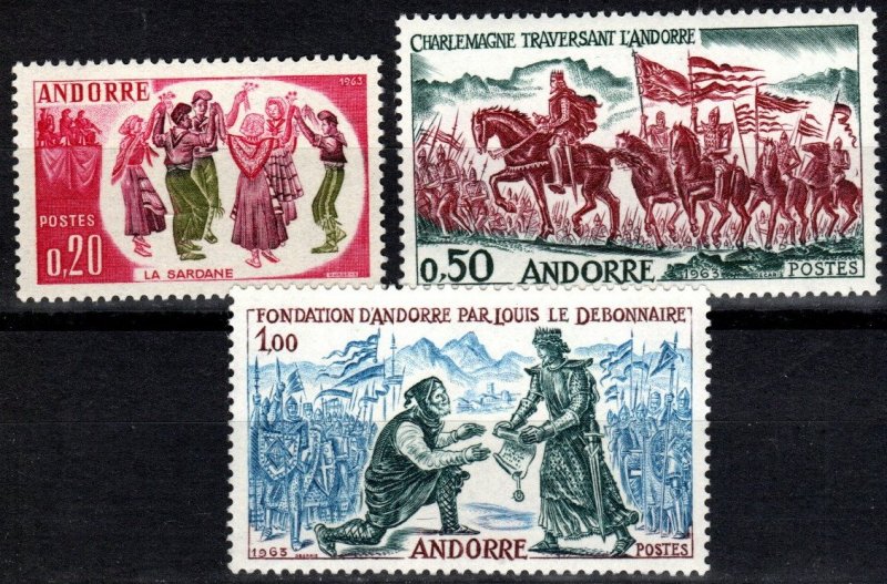 Andorra (Fr) #155-7  MNH CV $27.50  (X2534)