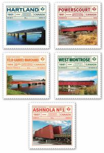 Canada 3181-3185 Historic Covered Bridges 'P' set (5 booklet stamps) MNH 2019 