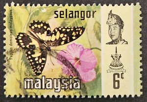 Malaysia - Selangor 1971 SG149 used 6c. Butterfly issue. Litho printing.