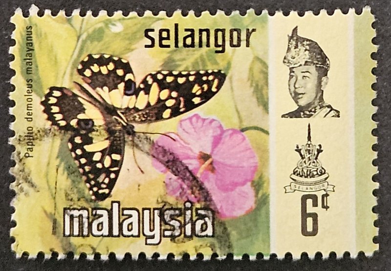 Malaysia - Selangor 1971 SG149 used 6c. Butterfly issue. Litho printing.