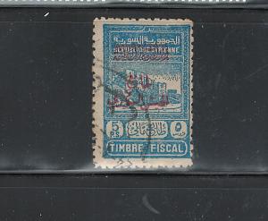 SYRIA 1945 - TIMBRE FISCALE #RA8 or RA9, USED, OVERPRINT Red + Red $30.00