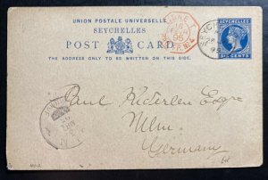 1895 Seychelles Postal Stationery Postcard Cover To Ulm Germany