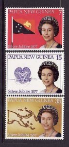 Papua New Guinea-Sc#462-4-unused NH set-QEII 25th reign-1977-