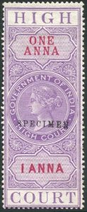 India 1a High Court Stamp Opt SPECIMEN BF34 (No Gum)