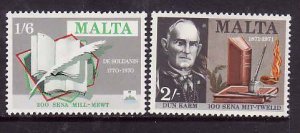 Malta-Sc#423-4- id10-unused VLH set-Books & Pens-1971-