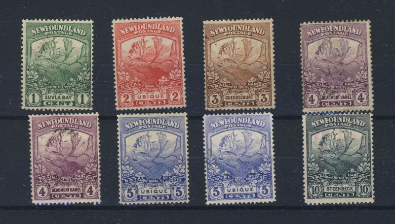 8x Newfoundland Caribou Stamps #115 To #119 + 2x Shades #122-10c GV = $50.00