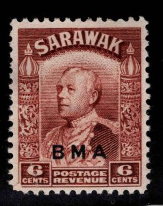 SARAWAK Scott 140 Used  BMA overprint stamp, hinge thin.