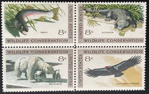 Scott #1427-1430 8¢ Wildlife Conservation MNH se-tenant block of 4