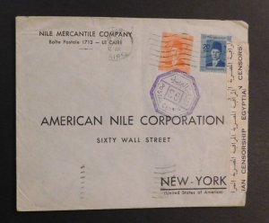 1924 Egypt Censored Cover Cairo to New York USA American Nile Corporation