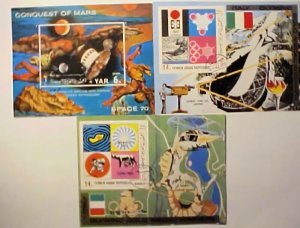 YEMEN AR SPACE SHEETLETS 1970 MARS PLUS 2 UNLISTED OLYMPICS WHICH SHOW SPACE