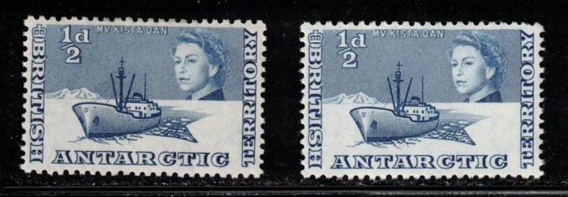 BRITISH ANTARCTIC TERRITORY Scott # 1 MH x 2 - Ship MV Kista Dan