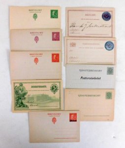 Sweden 9 Early Postal Cards, 8 Mint Cards and 1 Preprinted Mint
