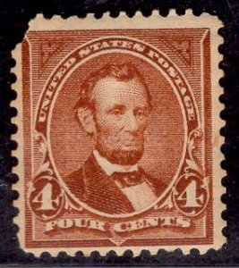 US Stamp #280 4c Rose Brown Lincoln MINT Hinged SCV $30.00 