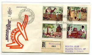 Somalia AFIS FDC Venetia 1966 Traveled art Racc. For Italy