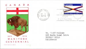 Canada 1970 FDC - Manitoba Centennial - Ottawa, Ont - J3975
