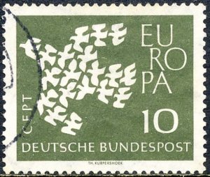 Germany 1961 Sc 844 Europa CEPT Dove Bird light CDS Stamp U