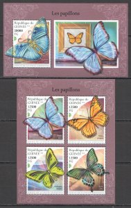 HM0137 2018 GUINEA BUTTERFLIES FAUNA INSECTS #13396-9+BL2981 MNH