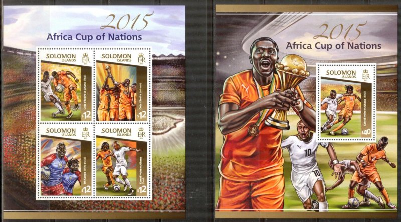 Solomon Islands 2015 Soccer Football Africa Cup of Nations sheet + S/S MNH