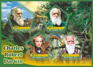 Stamps. Charles Darwin 2019 year 1+1 sheets perforated Gambia