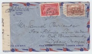 30 cent Trans-ATlantic airmail rate to ** PORTUGAL ** censored 1942 Canada cover