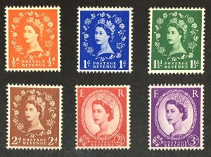 GB QEII 1957 First Graphite Wildings Full set of 6 SG561-566 Ed Crown Wmk U/M