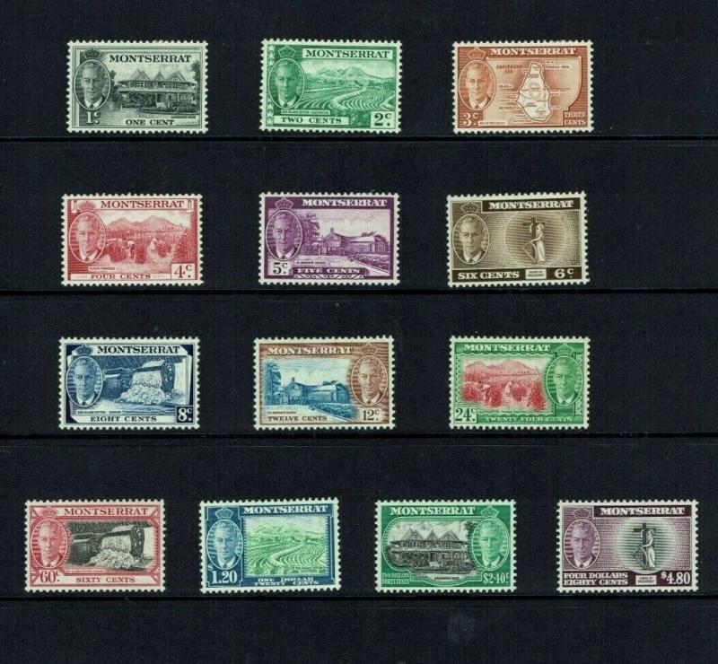 Montserrat: 1951 King George VI definitive set, Mint 