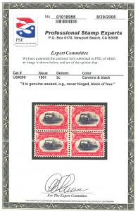 U.S. #295 MINT Block OG NH with PSE Cert