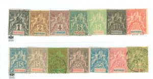 Martinique #33-44/48/51 Unused Single