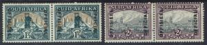 SOUTH AFRICA 1935 OFFICIAL 11/2D AND 2D PAIRS  