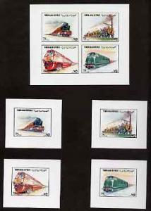 Yemen - Republic 1980 (?) Locomotives imperf set of 8 plu...