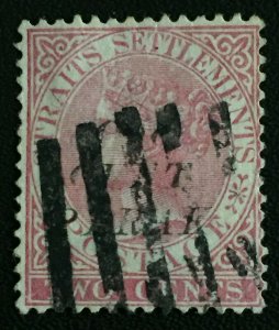 MALAYA 1886 PERAK opt Straits Settlements QV 1c on 2c Used T.26 SG#29 M3185