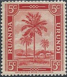 Ruanda-Urundi 68 (mhr) 5c oil palms, red (1942)