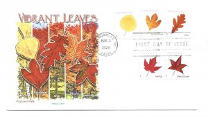 5966-70 Five Vibrant Leaves  on one  Panda Cachets FDC