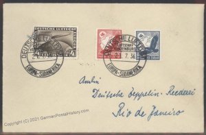 Germany 1936 Hindenburg Zeppelin Si425A 9th SAF USA Mi498 Bordpost Cover 103453