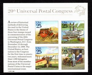 OAS-CNY 5691 U.S 2438 1989 25¢ Classic Mail Transportation 20th UPU Congress S/S