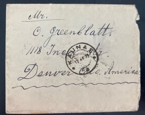 1922 Kaunas Lithuania Judaica cover To Denver Co Usa Back Stamps