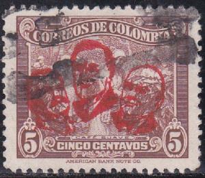 Colombia #521 Stamp 1945 red 5c Used Postmarked