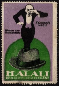 Vintage Germany Poster Stamp Halali Peak Elegance Fabulously Light Miracle Hat