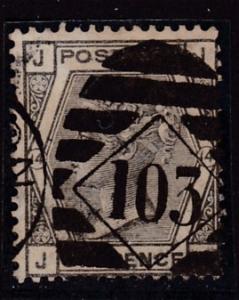 Great Britain 1873 QV Nr.62 6d gray Plate-14 Bourn 103 duplex