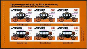 Barbuda 355a pane,MNH. QE II Coronation,25,1978.Coaches.