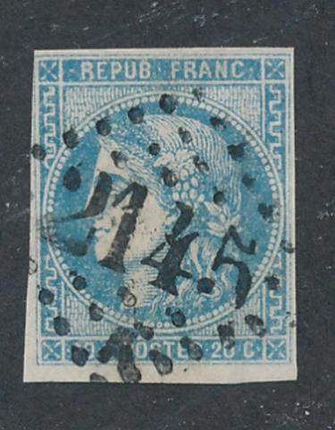 FRANCE #45a USED FINE-VF a= ULTRAMARINE SCOTT CATALOG $675.00