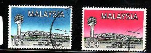 Malaysia-Sc#18-19- id7-used set-Planes-International Airport-1965-