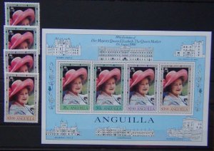Anguilla 1980 80th Birthday of the Queen Mother set & Miniature Sheet MNH